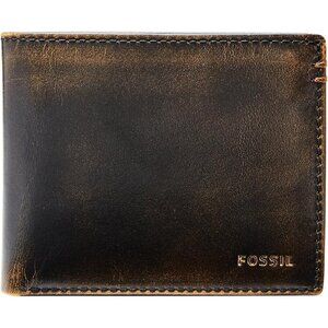 Men Brown Wade Leather Bifold with Flip ID Wallet (Model: ML3882001)